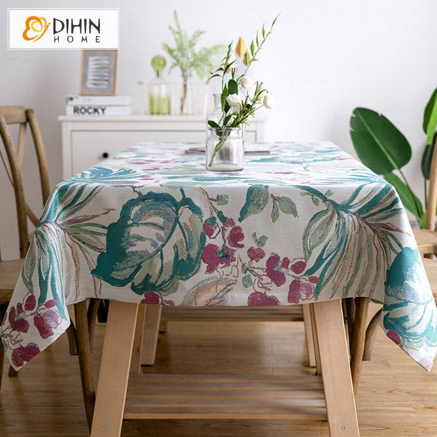 DIHIN HOME American Pastoral Colorful Plants Jacquard Tablecloth For Rectangle Tables,Custom Washed Linen Tablecloth,Handmade Rectangle Table Cover Roman Shades Curtains Window Blinds custom curtains blackout curtains curtains for living room sheer curtains curtain fabric linen curtains kitchen curtains velvet curtains pinch pleat curtains bay window curtains outdoor curtains pleated curtains floral curtains dining room curtains kitchen valances drapes for bedroom patio curtains nursery curtains grommet cur