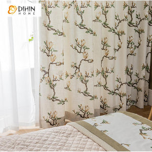DIHIN HOME American Pastoral Cotton Linen Flowers Printed,Blackout Curtains Grommet Window Curtain for Living Room ,52x63-inch,1 Panel Roman Shades Curtains Window Blinds custom curtains blackout curtains curtains for living room sheer curtains curtain fabric linen curtains kitchen curtains velvet curtains pinch pleat curtains bay window curtains outdoor curtains pleated curtains floral curtains dining room curtains kitchen valances drapes for bedroom patio curtains nursery curtains grommet curtains