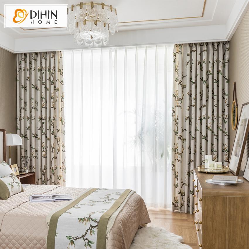 DIHIN HOME American Pastoral Cotton Linen Flowers Printed,Blackout Curtains Grommet Window Curtain for Living Room ,52x63-inch,1 Panel Roman Shades Curtains Window Blinds custom curtains blackout curtains curtains for living room sheer curtains curtain fabric linen curtains kitchen curtains velvet curtains pinch pleat curtains bay window curtains outdoor curtains pleated curtains floral curtains dining room curtains kitchen valances drapes for bedroom patio curtains nursery curtains grommet curtains
