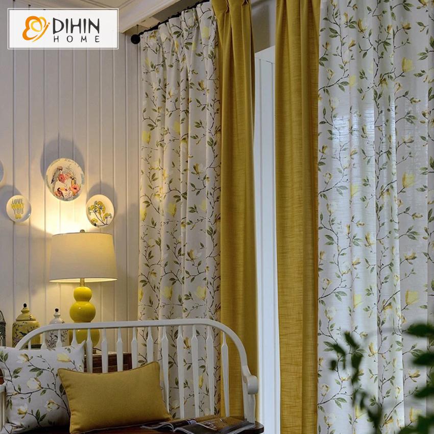 DIHIN HOME American Pastoral Cotton Linen Foral Curtain,Blackout Curtains Grommet Window Curtain for Living Room ,52x63-inch,1 Panel Roman Shades Curtains Window Blinds custom curtains blackout curtains curtains for living room sheer curtains curtain fabric linen curtains kitchen curtains velvet curtains pinch pleat curtains bay window curtains outdoor curtains pleated curtains floral curtains dining room curtains kitchen valances drapes for bedroom patio curtains nursery curtains grommet curtains