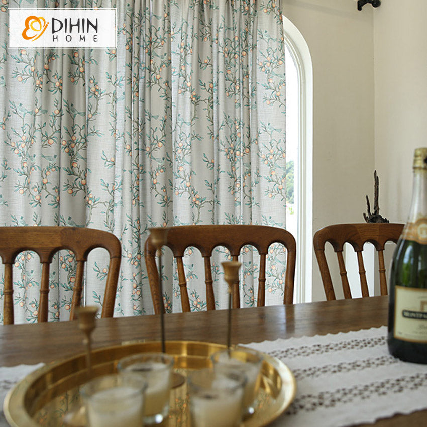 DIHIN HOME American Pastoral Cotton Linen Printed,Blackout Grommet Window Curtain for Living Room ,52x63-inch,1 Panel Roman Shades Curtains Window Blinds custom curtains blackout curtains curtains for living room sheer curtains curtain fabric linen curtains kitchen curtains velvet curtains pinch pleat curtains bay window curtains outdoor curtains pleated curtains floral curtains dining room curtains kitchen valances drapes for bedroom patio curtains nursery curtains grommet curtains