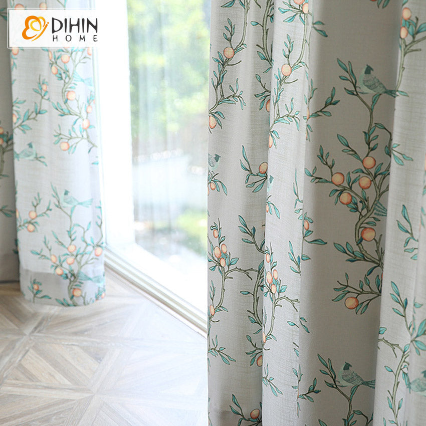 DIHIN HOME American Pastoral Cotton Linen Printed,Blackout Grommet Window Curtain for Living Room ,52x63-inch,1 Panel Roman Shades Curtains Window Blinds custom curtains blackout curtains curtains for living room sheer curtains curtain fabric linen curtains kitchen curtains velvet curtains pinch pleat curtains bay window curtains outdoor curtains pleated curtains floral curtains dining room curtains kitchen valances drapes for bedroom patio curtains nursery curtains grommet curtains
