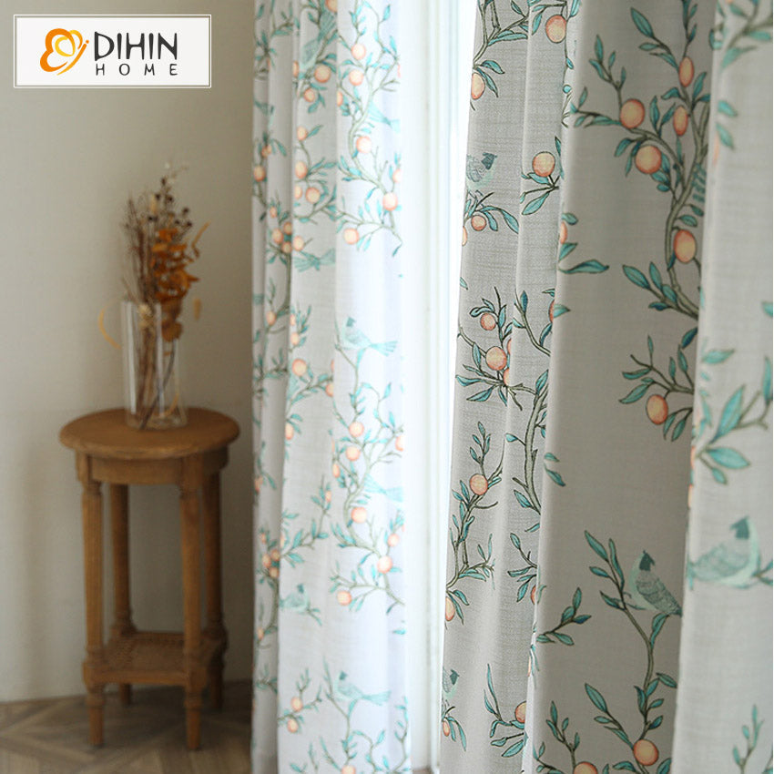 DIHIN HOME American Pastoral Cotton Linen Printed,Blackout Grommet Window Curtain for Living Room ,52x63-inch,1 Panel Roman Shades Curtains Window Blinds custom curtains blackout curtains curtains for living room sheer curtains curtain fabric linen curtains kitchen curtains velvet curtains pinch pleat curtains bay window curtains outdoor curtains pleated curtains floral curtains dining room curtains kitchen valances drapes for bedroom patio curtains nursery curtains grommet curtains