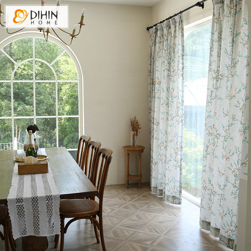 DIHIN HOME American Pastoral Cotton Linen Printed,Blackout Grommet Window Curtain for Living Room ,52x63-inch,1 Panel Roman Shades Curtains Window Blinds custom curtains blackout curtains curtains for living room sheer curtains curtain fabric linen curtains kitchen curtains velvet curtains pinch pleat curtains bay window curtains outdoor curtains pleated curtains floral curtains dining room curtains kitchen valances drapes for bedroom patio curtains nursery curtains grommet curtains