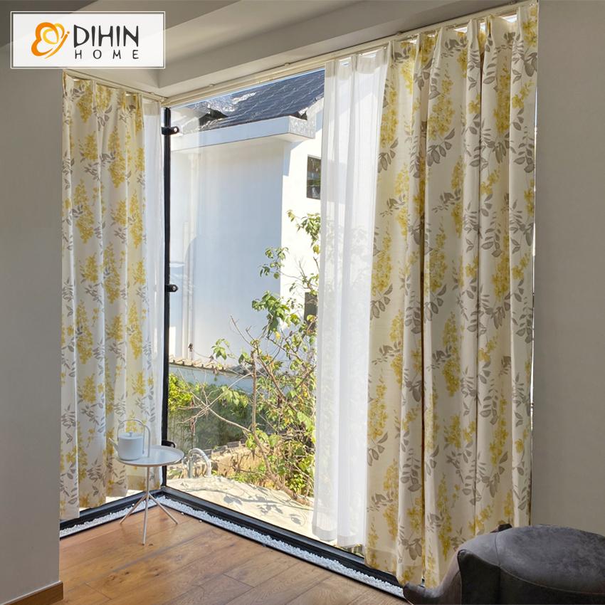 DIHIN HOME American Pastoral Cotton Linen Yellow Flowers Printed,Blackout Grommet Window Curtain for Living Room ,52x63-inch,1 Panel Roman Shades Curtains Window Blinds custom curtains blackout curtains curtains for living room sheer curtains curtain fabric linen curtains kitchen curtains velvet curtains pinch pleat curtains bay window curtains outdoor curtains pleated curtains floral curtains dining room curtains kitchen valances drapes for bedroom patio curtains nursery curtains grommet curtains