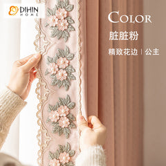 DIHIN HOME American Pastoral Flowers Embroidered,Blackout Grommet Window Curtain for Living Room ,52x63-inch,1 Panel Curtains custom curtains blackout curtains curtains for living room curtain fabric linen curtains