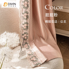 DIHIN HOME American Pastoral Flowers Embroidered,Blackout Grommet Window Curtain for Living Room ,52x63-inch,1 Panel Curtains custom curtains blackout curtains curtains for living room curtain fabric linen curtains