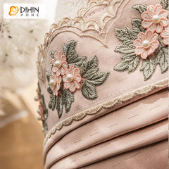 DIHIN HOME American Pastoral Flowers Embroidered,Blackout Grommet Window Curtain for Living Room ,52x63-inch,1 Panel Curtains custom curtains blackout curtains curtains for living room curtain fabric linen curtains