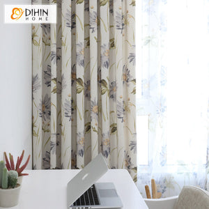 DIHIN HOME American Pastoral Flowers Printed,Blackout Grommet Window Curtain for Living Room,1 Panel Roman Shades Curtains Window Blinds custom curtains blackout curtains curtains for living room sheer curtains curtain fabric linen curtains kitchen curtains velvet curtains pinch pleat curtains bay window curtains outdoor curtains pleated curtains floral curtains dining room curtains kitchen valances drapes for bedroom patio curtains nursery curtains grommet curtains