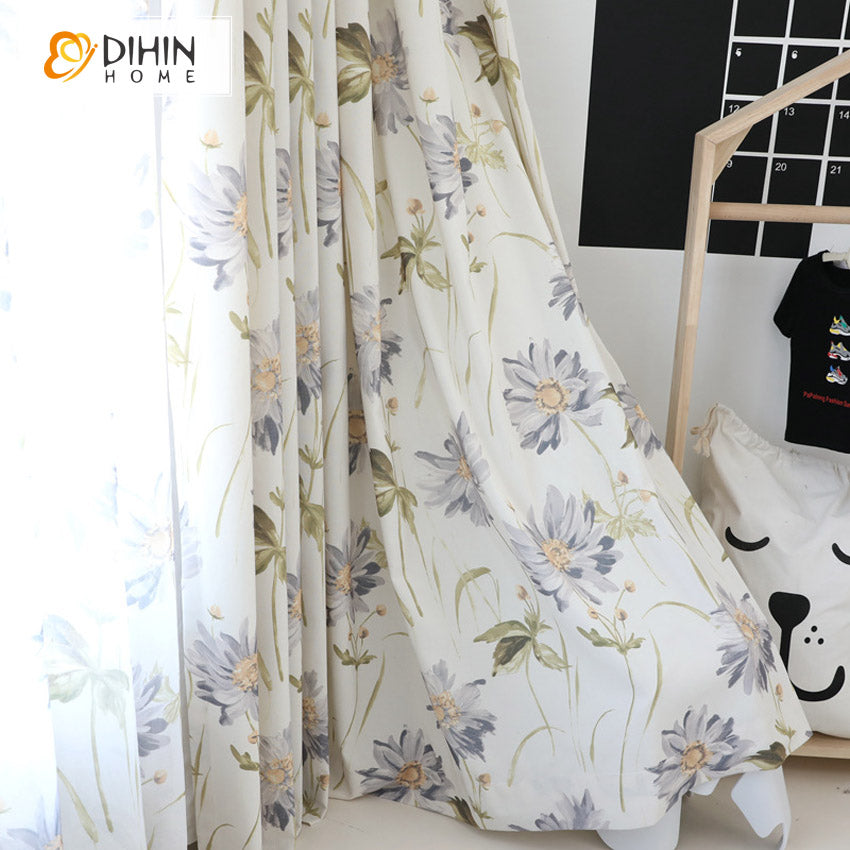 DIHIN HOME American Pastoral Flowers Printed,Blackout Grommet Window Curtain for Living Room,1 Panel Roman Shades Curtains Window Blinds custom curtains blackout curtains curtains for living room sheer curtains curtain fabric linen curtains kitchen curtains velvet curtains pinch pleat curtains bay window curtains outdoor curtains pleated curtains floral curtains dining room curtains kitchen valances drapes for bedroom patio curtains nursery curtains grommet curtains