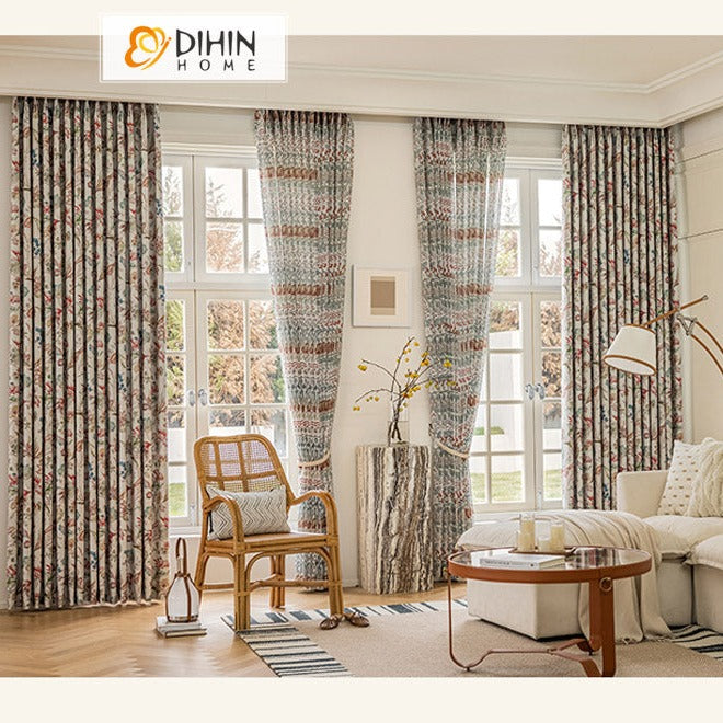 DIHIN HOME American Pastoral Flowers Printed,Blackout Grommet Window Curtain for Living Room ,52x63-inch,1 Panel Roman Shades Curtains Window Blinds custom curtains blackout curtains curtains for living room sheer curtains curtain fabric linen curtains kitchen curtains velvet curtains pinch pleat curtains bay window curtains outdoor curtains pleated curtains floral curtains dining room curtains kitchen valances drapes for bedroom patio curtains nursery curtains grommet curtains