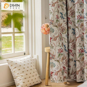 DIHIN HOME American Pastoral Flowers Printed,Blackout Grommet Window Curtain for Living Room ,52x63-inch,1 Panel Roman Shades Curtains Window Blinds custom curtains blackout curtains curtains for living room sheer curtains curtain fabric linen curtains kitchen curtains velvet curtains pinch pleat curtains bay window curtains outdoor curtains pleated curtains floral curtains dining room curtains kitchen valances drapes for bedroom patio curtains nursery curtains grommet curtains