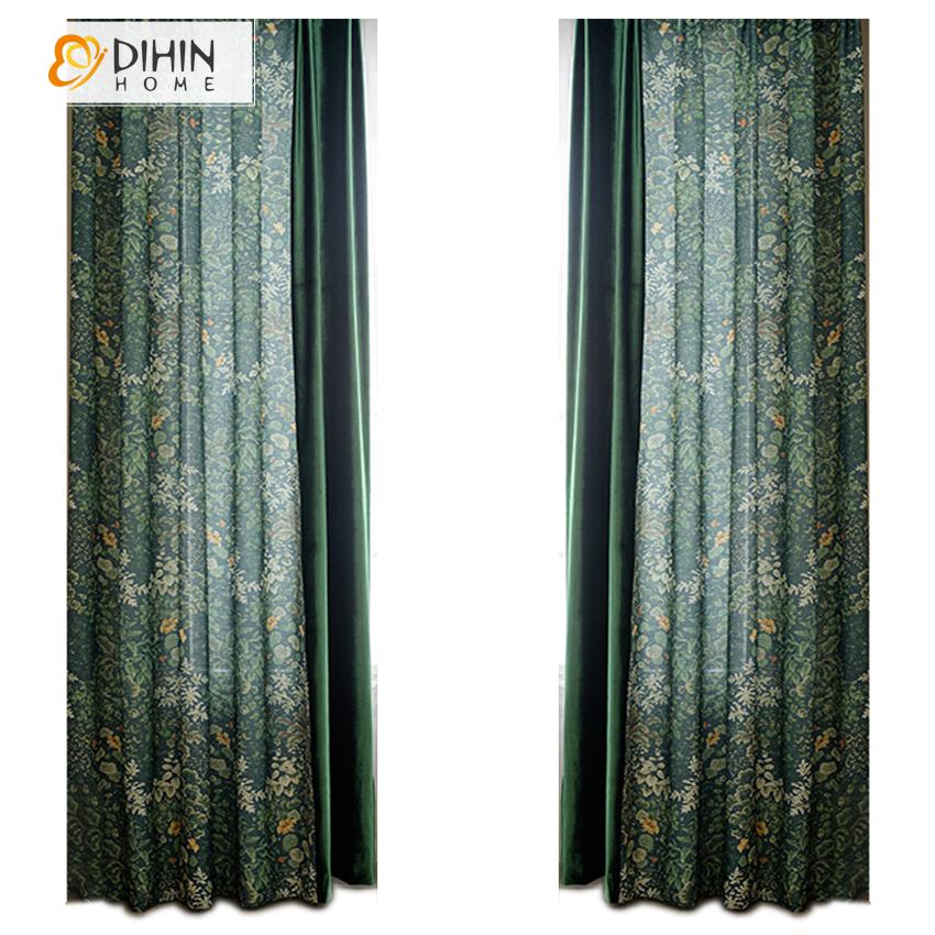 DIHIN HOME American Pastoral Green Color Flowers Printed,Blackout Grommet Window Curtain for Living Room ,52x63-inch,1 Panel Roman Shades Curtains Window Blinds custom curtains blackout curtains curtains for living room sheer curtains curtain fabric linen curtains kitchen curtains velvet curtains pinch pleat curtains bay window curtains outdoor curtains pleated curtains floral curtains dining room curtains kitchen valances drapes for bedroom patio curtains nursery curtains grommet curtains