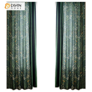 DIHIN HOME American Pastoral Green Color Flowers Printed,Blackout Grommet Window Curtain for Living Room ,52x63-inch,1 Panel Roman Shades Curtains Window Blinds custom curtains blackout curtains curtains for living room sheer curtains curtain fabric linen curtains kitchen curtains velvet curtains pinch pleat curtains bay window curtains outdoor curtains pleated curtains floral curtains dining room curtains kitchen valances drapes for bedroom patio curtains nursery curtains grommet curtains