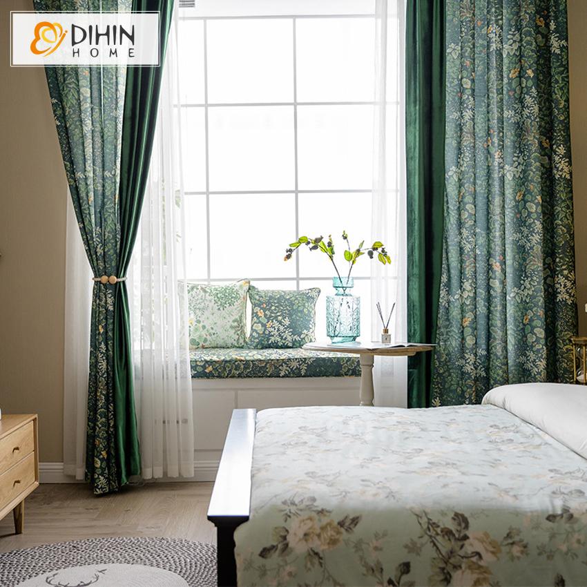 DIHIN HOME American Pastoral Green Color Flowers Printed,Blackout Grommet Window Curtain for Living Room ,52x63-inch,1 Panel Roman Shades Curtains Window Blinds custom curtains blackout curtains curtains for living room sheer curtains curtain fabric linen curtains kitchen curtains velvet curtains pinch pleat curtains bay window curtains outdoor curtains pleated curtains floral curtains dining room curtains kitchen valances drapes for bedroom patio curtains nursery curtains grommet curtains