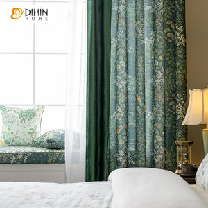 DIHIN HOME American Pastoral Green Color Flowers Printed,Blackout Grommet Window Curtain for Living Room ,52x63-inch,1 Panel Roman Shades Curtains Window Blinds custom curtains blackout curtains curtains for living room sheer curtains curtain fabric linen curtains kitchen curtains velvet curtains pinch pleat curtains bay window curtains outdoor curtains pleated curtains floral curtains dining room curtains kitchen valances drapes for bedroom patio curtains nursery curtains grommet curtains