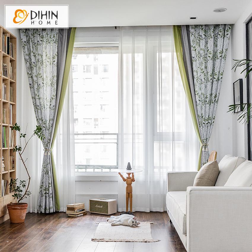 DIHIN HOME American Pastoral Green Leaves Printed,Blackout Grommet Window Curtain for Living Room ,52x63-inch,1 Panel Roman Shades Curtains Window Blinds custom curtains blackout curtains curtains for living room sheer curtains curtain fabric linen curtains kitchen curtains velvet curtains pinch pleat curtains bay window curtains outdoor curtains pleated curtains floral curtains dining room curtains kitchen valances drapes for bedroom patio curtains nursery curtains grommet curtains