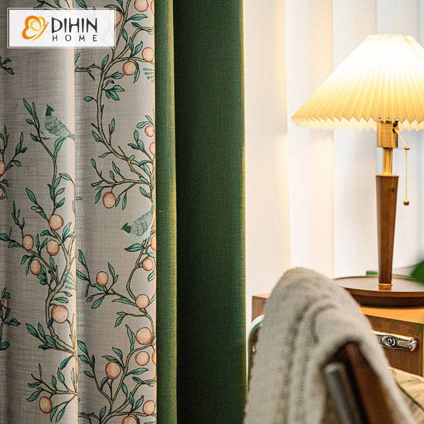 DIHIN HOME American Pastoral High-end Flower Printed,Blackout Grommet Window Curtain for Living Room ,52x63-inch,1 Panel Roman Shades Curtains Window Blinds custom curtains blackout curtains curtains for living room sheer curtains curtain fabric linen curtains kitchen curtains velvet curtains pinch pleat curtains bay window curtains outdoor curtains pleated curtains floral curtains dining room curtains kitchen valances drapes for bedroom patio curtains nursery curtains grommet curtains