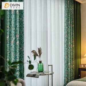 DIHIN HOME American Pastoral High-end Green Flower Printed,Blackout Grommet Window Curtain for Living Room ,52x63-inch,1 Panel Roman Shades Curtains Window Blinds custom curtains blackout curtains curtains for living room sheer curtains curtain fabric linen curtains kitchen curtains velvet curtains pinch pleat curtains bay window curtains outdoor curtains pleated curtains floral curtains dining room curtains kitchen valances drapes for bedroom patio curtains nursery curtains grommet curtains