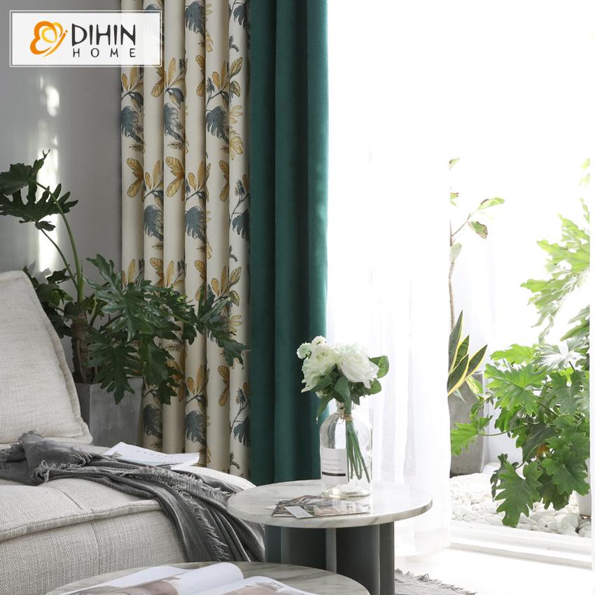DIHIN HOME American Pastoral Leaves Printed,Blackout Grommet Window Curtain for Living Room ,52x63-inch,1 Panel Roman Shades Curtains Window Blinds custom curtains blackout curtains curtains for living room sheer curtains curtain fabric linen curtains kitchen curtains velvet curtains pinch pleat curtains bay window curtains outdoor curtains pleated curtains floral curtains dining room curtains kitchen valances drapes for bedroom patio curtains nursery curtains grommet curtains