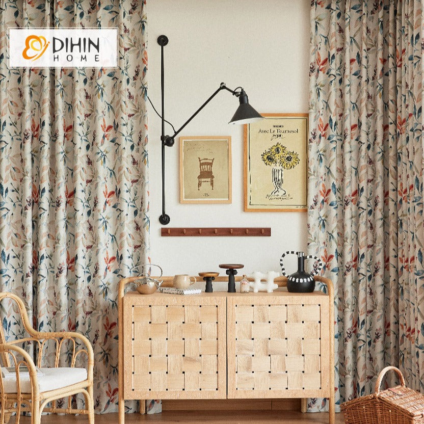 DIHIN HOME American Pastoral Leaves Printed,Blackout Grommet Window Curtain for Living Room ,52x63-inch,1 Panel Roman Shades Curtains Window Blinds custom curtains blackout curtains curtains for living room sheer curtains curtain fabric linen curtains kitchen curtains velvet curtains pinch pleat curtains bay window curtains outdoor curtains pleated curtains floral curtains dining room curtains kitchen valances drapes for bedroom patio curtains nursery curtains grommet curtains