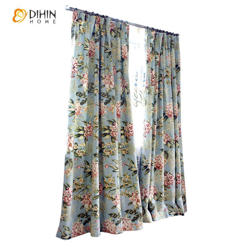 DIHIN HOME American Pastoral Natural Flower Printed Curtains ,Blackout Grommet Window Curtain for Living Room ,52x63-inch,1 Panel Roman Shades Curtains Window Blinds custom curtains blackout curtains curtains for living room sheer curtains curtain fabric linen curtains kitchen curtains velvet curtains pinch pleat curtains bay window curtains outdoor curtains pleated curtains floral curtains dining room curtains kitchen valances drapes for bedroom patio curtains nursery curtains grommet curtains