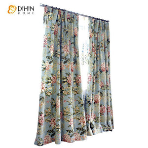DIHIN HOME American Pastoral Natural Flower Printed Curtains ,Blackout Grommet Window Curtain for Living Room ,52x63-inch,1 Panel Roman Shades Curtains Window Blinds custom curtains blackout curtains curtains for living room sheer curtains curtain fabric linen curtains kitchen curtains velvet curtains pinch pleat curtains bay window curtains outdoor curtains pleated curtains floral curtains dining room curtains kitchen valances drapes for bedroom patio curtains nursery curtains grommet curtains