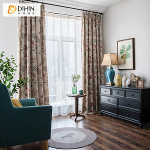 DIHIN HOME American Pastoral Nice Flowers Printed,Blackout Grommet Window Curtain for Living Room,1 Panel Roman Shades Curtains Window Blinds custom curtains blackout curtains curtains for living room sheer curtains curtain fabric linen curtains kitchen curtains velvet curtains pinch pleat curtains bay window curtains outdoor curtains pleated curtains floral curtains dining room curtains kitchen valances drapes for bedroom patio curtains nursery curtains grommet curtains