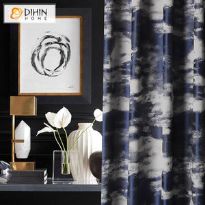 DIHIN HOME American Retro Blue Jacquard,Blackout Grommet Window Curtain for Living Room ,52x63-inch,1 Panel Roman Shades Curtains Window Blinds custom curtains blackout curtains curtains for living room sheer curtains curtain fabric linen curtains kitchen curtains velvet curtains pinch pleat curtains bay window curtains outdoor curtains pleated curtains floral curtains dining room curtains kitchen valances drapes for bedroom patio curtains nursery curtains grommet curtains