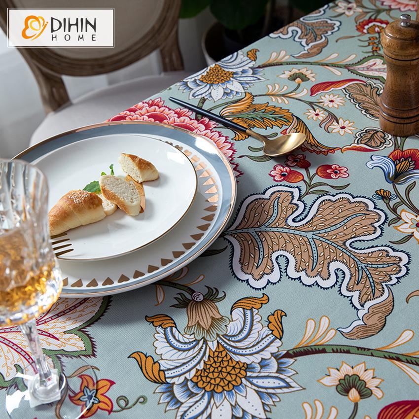 DIHIN HOME American Retro Flowers Printed Tablecloth For Rectangle Tables,Custom Washed Linen Tablecloth,Handmade Rectangle Table Cover Roman Shades Curtains Window Blinds custom curtains blackout curtains curtains for living room sheer curtains curtain fabric linen curtains kitchen curtains velvet curtains pinch pleat curtains bay window curtains outdoor curtains pleated curtains floral curtains dining room curtains kitchen valances drapes for bedroom patio curtains nursery curtains grommet curtains