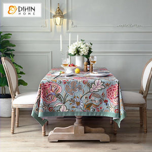 DIHIN HOME American Retro Flowers Printed Tablecloth For Rectangle Tables,Custom Washed Linen Tablecloth,Handmade Rectangle Table Cover Roman Shades Curtains Window Blinds custom curtains blackout curtains curtains for living room sheer curtains curtain fabric linen curtains kitchen curtains velvet curtains pinch pleat curtains bay window curtains outdoor curtains pleated curtains floral curtains dining room curtains kitchen valances drapes for bedroom patio curtains nursery curtains grommet curtains