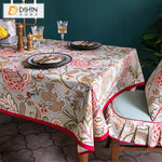 DIHIN HOME American Retro Flowers Printed Tablecloth With Red Border For Rectangle Tables,Custom Washed Linen Tablecloth,Handmade Rectangle Table Cover Roman Shades Curtains Window Blinds custom curtains blackout curtains curtains for living room sheer curtains curtain fabric linen curtains kitchen curtains velvet curtains pinch pleat curtains bay window curtains outdoor curtains pleated curtains floral curtains dining room curtains kitchen valances drapes for bedroom patio curtains nursery curtains grommet