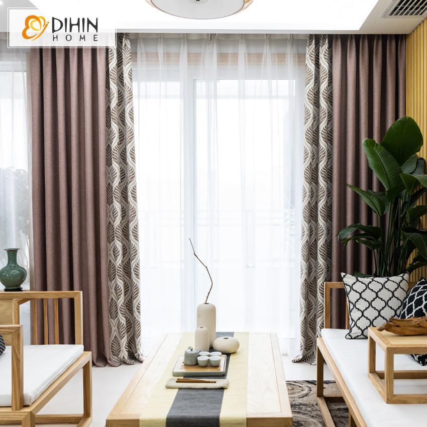 DIHIN HOME American Style Leaves Spliced Curtains，Blackout Grommet Window Curtain for Living Room ,52x63-inch,1 Panel Roman Shades Curtains Window Blinds custom curtains blackout curtains curtains for living room sheer curtains curtain fabric linen curtains kitchen curtains velvet curtains pinch pleat curtains bay window curtains outdoor curtains pleated curtains floral curtains dining room curtains kitchen valances drapes for bedroom patio curtains nursery curtains grommet curtains