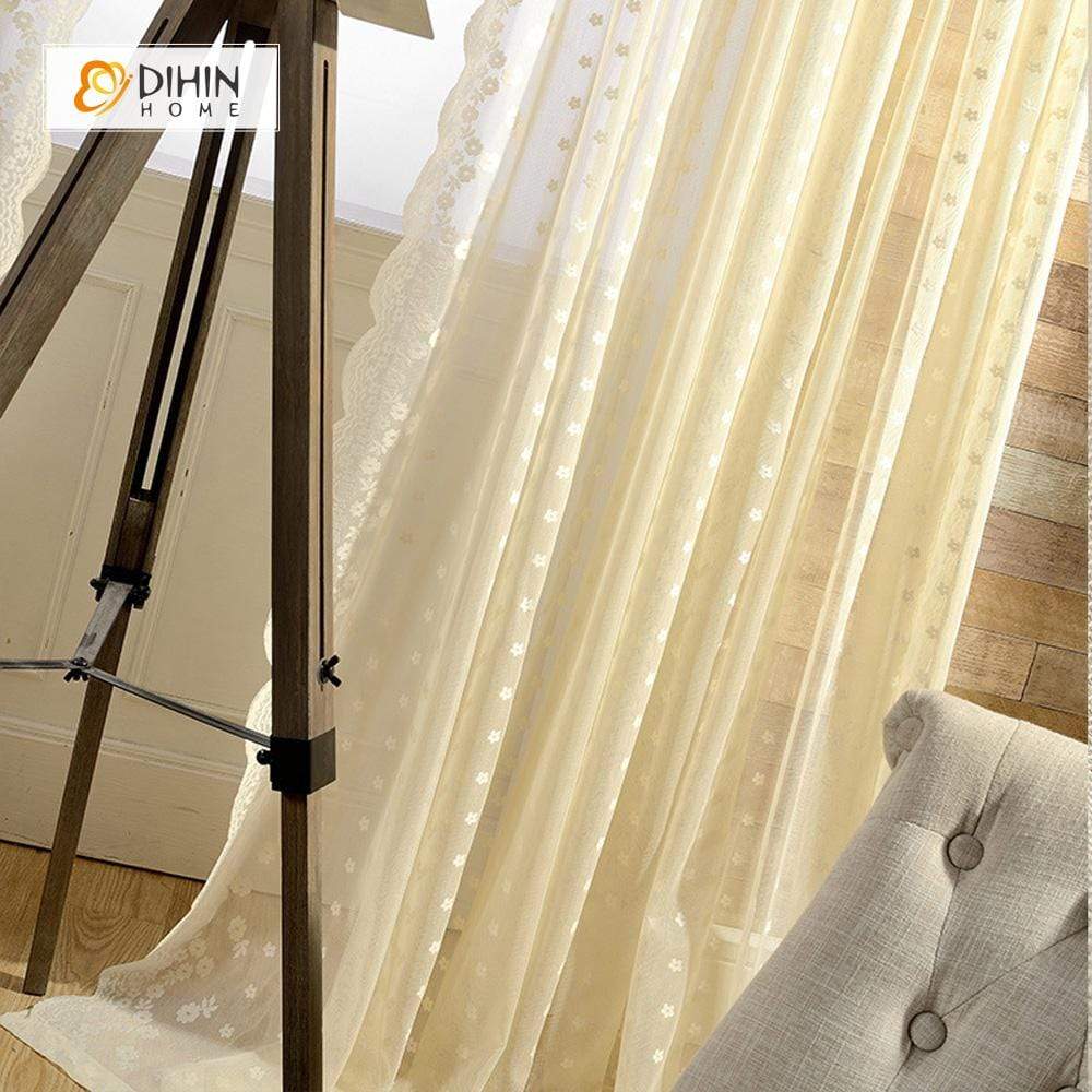 DIHIN HOME Beige Color Small Flowers Embroidered ,Sheer Curtain,Blackout Grommet Window Curtain for Living Room ,52x63-inch,1 Panel Roman Shades Curtains Window Blinds custom curtains blackout curtains curtains for living room sheer curtains curtain fabric linen curtains kitchen curtains velvet curtains pinch pleat curtains bay window curtains outdoor curtains pleated curtains floral curtains dining room curtains kitchen valances drapes for bedroom patio curtains nursery curtains grommet curtains