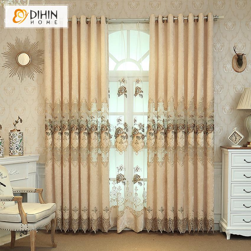 DIHIN HOME Beige High Quality Embroidery Curtain ,Blackout Curtains Grommet Window Curtain for Living Room ,52x84-inch,1 Panel Roman Shades Curtains Window Blinds custom curtains blackout curtains curtains for living room sheer curtains curtain fabric linen curtains kitchen curtains velvet curtains pinch pleat curtains bay window curtains outdoor curtains pleated curtains floral curtains dining room curtains kitchen valances drapes for bedroom patio curtains nursery curtains grommet curtains