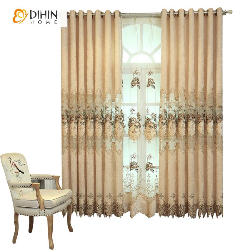 DIHIN HOME Beige High Quality Embroidery Curtain ,Blackout Curtains Grommet Window Curtain for Living Room ,52x84-inch,1 Panel Roman Shades Curtains Window Blinds custom curtains blackout curtains curtains for living room sheer curtains curtain fabric linen curtains kitchen curtains velvet curtains pinch pleat curtains bay window curtains outdoor curtains pleated curtains floral curtains dining room curtains kitchen valances drapes for bedroom patio curtains nursery curtains grommet curtains