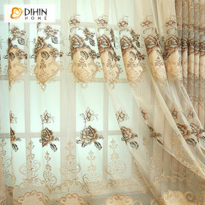 DIHIN HOME Beige High Quality Embroidery Curtain ,Blackout Curtains Grommet Window Curtain for Living Room ,52x84-inch,1 Panel Roman Shades Curtains Window Blinds custom curtains blackout curtains curtains for living room sheer curtains curtain fabric linen curtains kitchen curtains velvet curtains pinch pleat curtains bay window curtains outdoor curtains pleated curtains floral curtains dining room curtains kitchen valances drapes for bedroom patio curtains nursery curtains grommet curtains