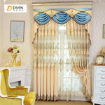 DIHIN HOME Beige Luxurious  Embroidered Valance ,Blackout Curtains Grommet Window Curtain for Living Room ,52x84-inch,1 Panel Curtains custom curtains blackout curtains curtains for living room curtain fabric linen curtains