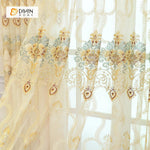 DIHIN HOME Beige Luxurious  Embroidered Valance ,Blackout Curtains Grommet Window Curtain for Living Room ,52x84-inch,1 Panel Curtains custom curtains blackout curtains curtains for living room curtain fabric linen curtains