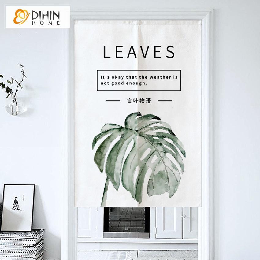 DIHIN HOME Big Banana Leaf Printed Japanese Noren Doorway Curtain Tapestry,Cotton Linen,Door Way Curtain Door Hanging Tapestry,33.5''Wx59''L,1 Panel Roman Shades Window Curtains Curtains Window Blinds Curtains Drapes linen drapery curtains and drapes windows drapes custom curtains blackout curtains curtains for living room window shades sheer curtains curtain fabric window treatments custom drapery