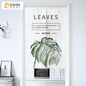DIHIN HOME Big Banana Leaf Printed Japanese Noren Doorway Curtain Tapestry,Cotton Linen,Door Way Curtain Door Hanging Tapestry,33.5''Wx59''L,1 Panel Roman Shades Window Curtains Curtains Window Blinds Curtains Drapes linen drapery curtains and drapes windows drapes custom curtains blackout curtains curtains for living room window shades sheer curtains curtain fabric window treatments custom drapery