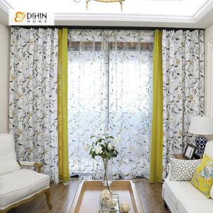DIHIN HOME Bird Flower and Branch Printed,Sheer Curtains Window Curtain for Living Room ,52x63-inch,1 Panel Roman Shades Curtains Window Blinds custom curtains blackout curtains curtains for living room sheer curtains curtain fabric linen curtains kitchen curtains velvet curtains pinch pleat curtains bay window curtains outdoor curtains pleated curtains floral curtains dining room curtains kitchen valances drapes for bedroom patio curtains nursery curtains grommet curtains