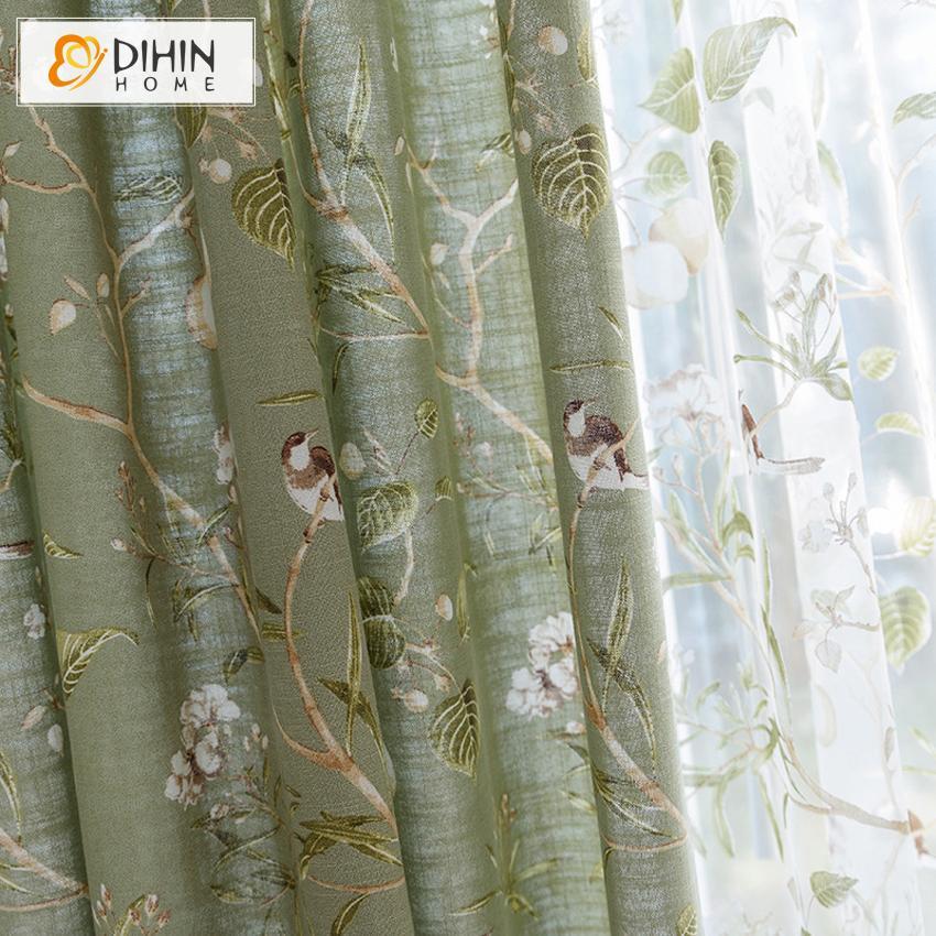DIHIN HOME Birds on Branch Printed,Blackout Grommet Window Curtain for Living Room ,52x63-inch,1 Panel Roman Shades Curtains Window Blinds custom curtains blackout curtains curtains for living room sheer curtains curtain fabric linen curtains kitchen curtains velvet curtains pinch pleat curtains bay window curtains outdoor curtains pleated curtains floral curtains dining room curtains kitchen valances drapes for bedroom patio curtains nursery curtains grommet curtains