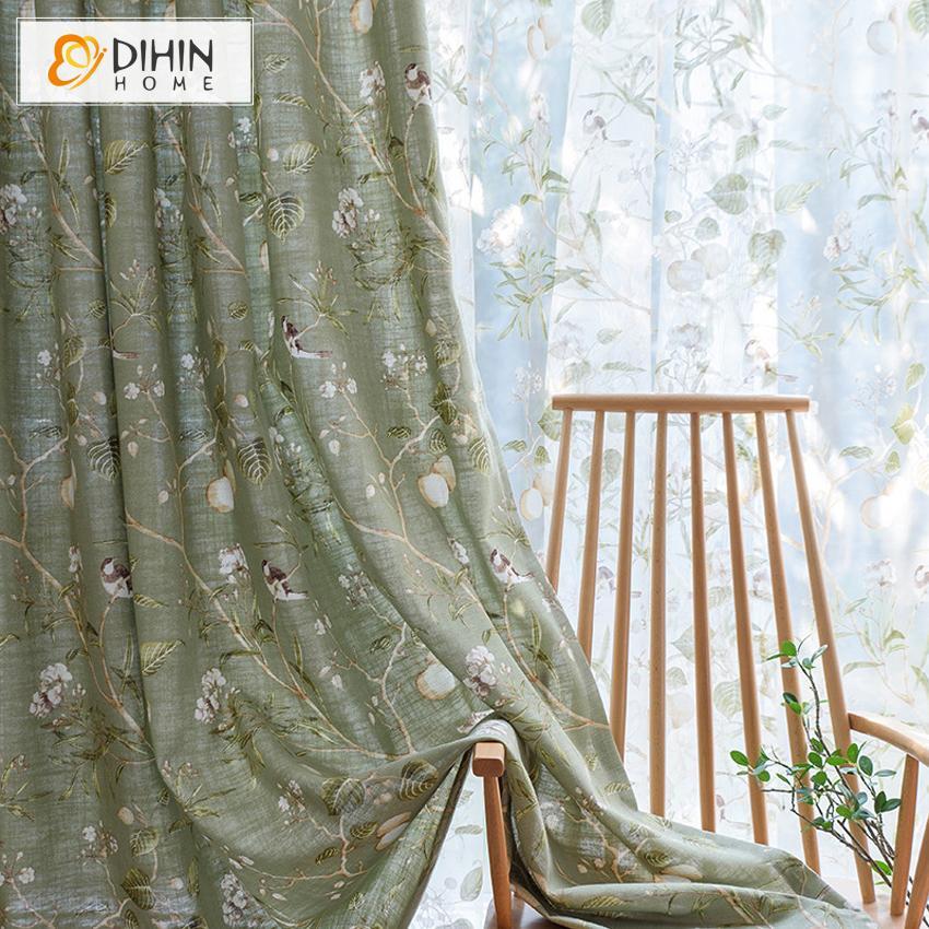 DIHIN HOME Birds on Branch Printed,Blackout Grommet Window Curtain for Living Room ,52x63-inch,1 Panel Roman Shades Curtains Window Blinds custom curtains blackout curtains curtains for living room sheer curtains curtain fabric linen curtains kitchen curtains velvet curtains pinch pleat curtains bay window curtains outdoor curtains pleated curtains floral curtains dining room curtains kitchen valances drapes for bedroom patio curtains nursery curtains grommet curtains