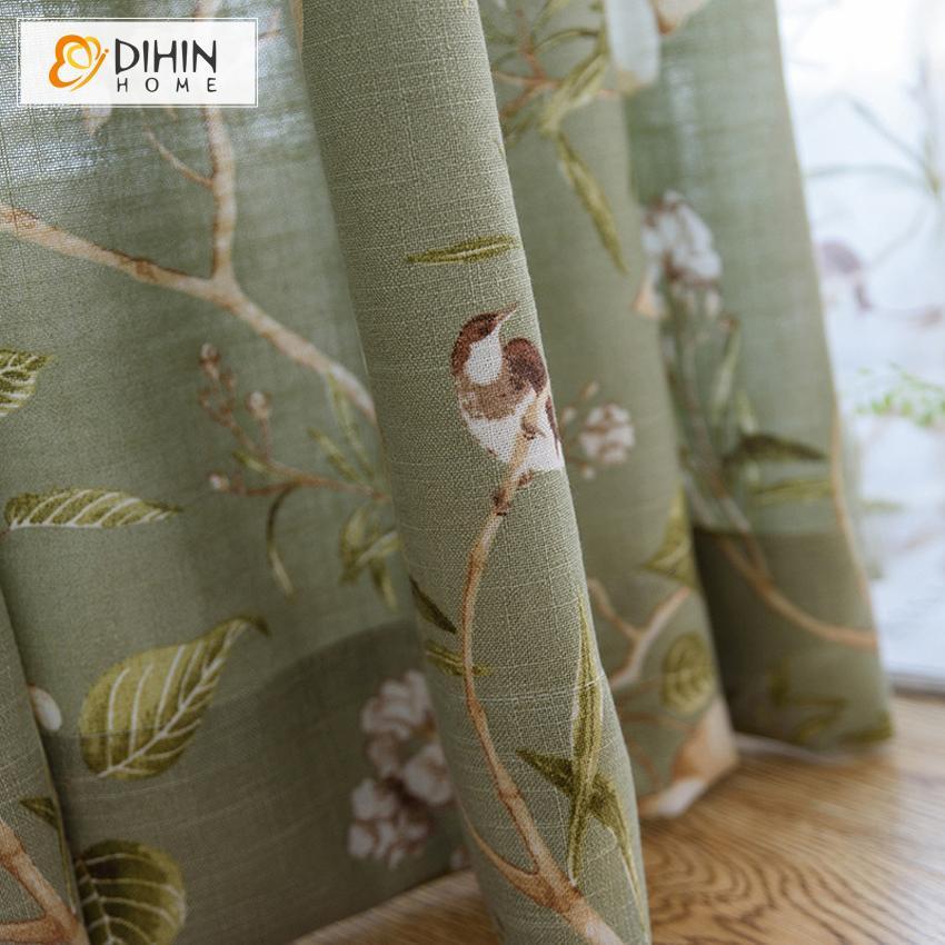 DIHIN HOME Birds on Branch Printed,Blackout Grommet Window Curtain for Living Room ,52x63-inch,1 Panel Roman Shades Curtains Window Blinds custom curtains blackout curtains curtains for living room sheer curtains curtain fabric linen curtains kitchen curtains velvet curtains pinch pleat curtains bay window curtains outdoor curtains pleated curtains floral curtains dining room curtains kitchen valances drapes for bedroom patio curtains nursery curtains grommet curtains
