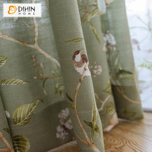 DIHIN HOME Birds on Branch Printed,Blackout Grommet Window Curtain for Living Room ,52x63-inch,1 Panel Roman Shades Curtains Window Blinds custom curtains blackout curtains curtains for living room sheer curtains curtain fabric linen curtains kitchen curtains velvet curtains pinch pleat curtains bay window curtains outdoor curtains pleated curtains floral curtains dining room curtains kitchen valances drapes for bedroom patio curtains nursery curtains grommet curtains