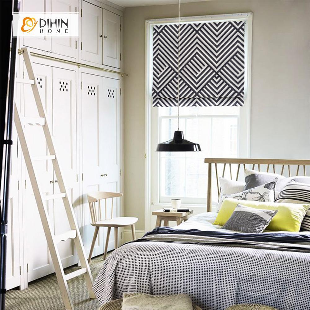 DIHIN HOME Black and  White Lines Printed Roman Shades ,Easy Install Washable Curtains ,Customized Window Curtain Drape, 24"W X 64"H Roman Shades Curtains Window Blinds custom curtains blackout curtains curtains for living room sheer curtains curtain fabric linen curtains kitchen curtains velvet curtains pinch pleat curtains bay window curtains outdoor curtains pleated curtains floral curtains dining room curtains kitchen valances drapes for bedroom patio curtains nursery curtains grommet curtains
