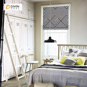 DIHIN HOME Black and  White Lines Printed Roman Shades ,Easy Install Washable Curtains ,Customized Window Curtain Drape, 24"W X 64"H Roman Shades Curtains Window Blinds custom curtains blackout curtains curtains for living room sheer curtains curtain fabric linen curtains kitchen curtains velvet curtains pinch pleat curtains bay window curtains outdoor curtains pleated curtains floral curtains dining room curtains kitchen valances drapes for bedroom patio curtains nursery curtains grommet curtains