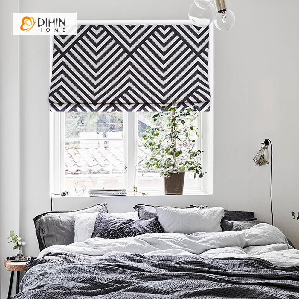DIHIN HOME Black and  White Lines Printed Roman Shades ,Easy Install Washable Curtains ,Customized Window Curtain Drape, 24"W X 64"H Roman Shades Curtains Window Blinds custom curtains blackout curtains curtains for living room sheer curtains curtain fabric linen curtains kitchen curtains velvet curtains pinch pleat curtains bay window curtains outdoor curtains pleated curtains floral curtains dining room curtains kitchen valances drapes for bedroom patio curtains nursery curtains grommet curtains