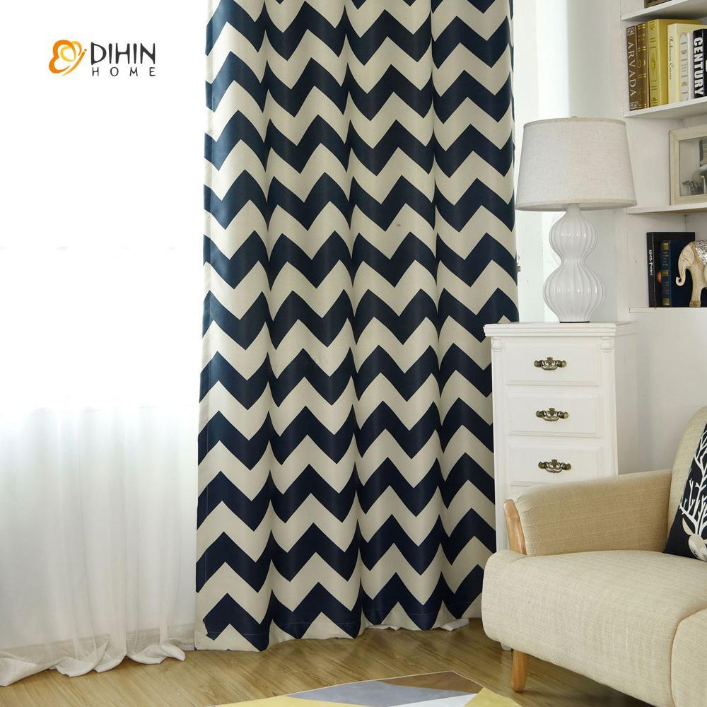 DIHIN HOME Black Stripes Printed，Blackout Grommet Window Curtain for Living Room ,52x63-inch,1 Panel Roman Shades Curtains Window Blinds custom curtains blackout curtains curtains for living room sheer curtains curtain fabric linen curtains kitchen curtains velvet curtains pinch pleat curtains bay window curtains outdoor curtains pleated curtains floral curtains dining room curtains kitchen valances drapes for bedroom patio curtains nursery curtains grommet curtains